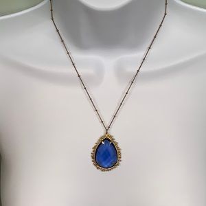 Clear Blue Fluorite Tear Drop Necklace